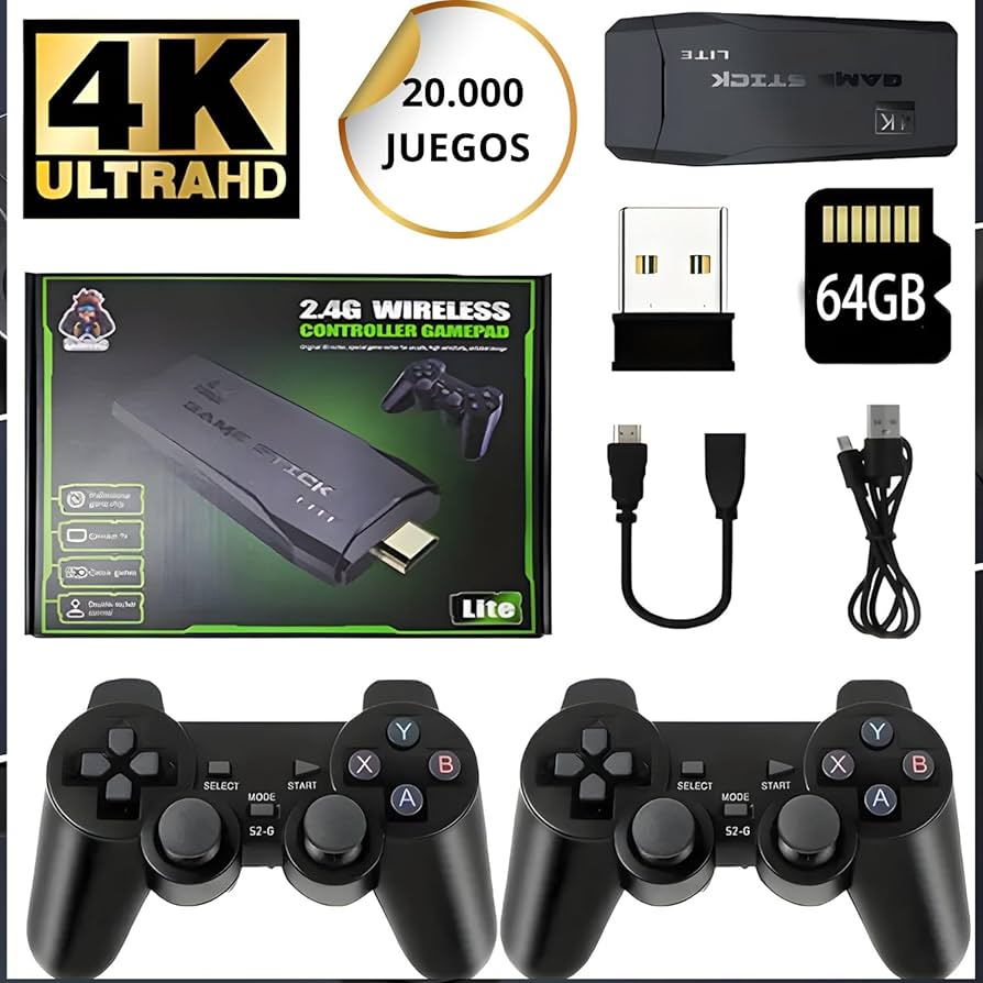 🎮 Game Stick Lite 4K HDMI Wireless Retro Console – Dual 2.4G Controllers | 10,000+ Built-in Games