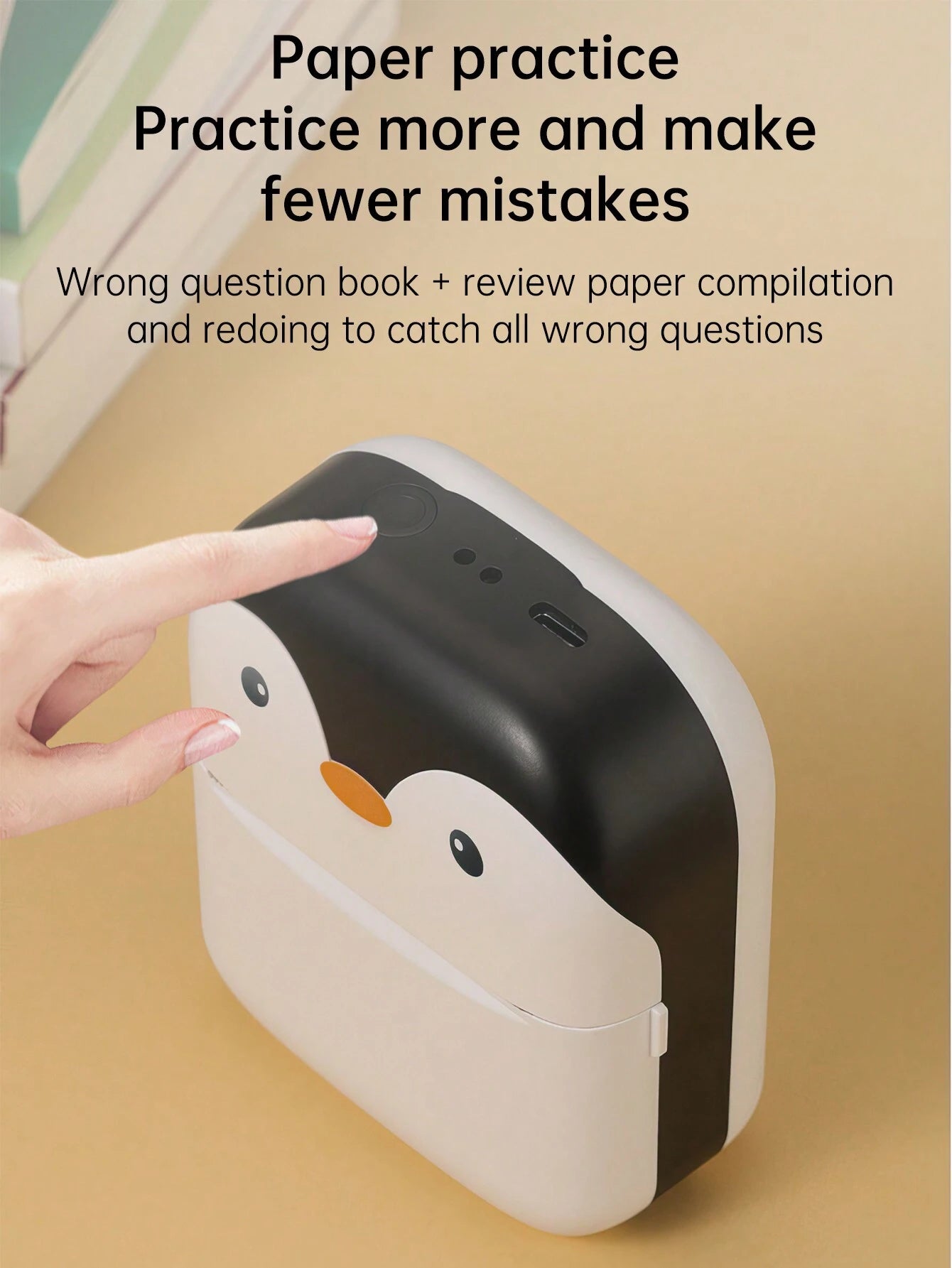 Mini Thermal Printer – Cute Penguin Design | Pocket Photo & Label Printer