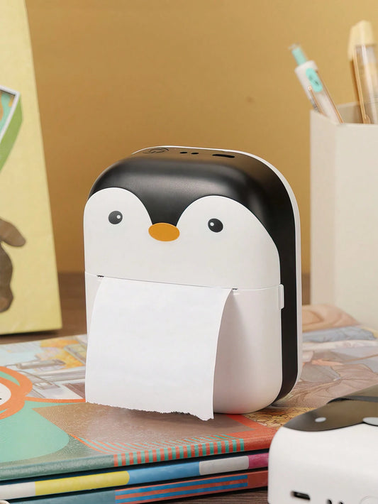 Mini Thermal Printer – Cute Penguin Design | Pocket Photo & Label Printer