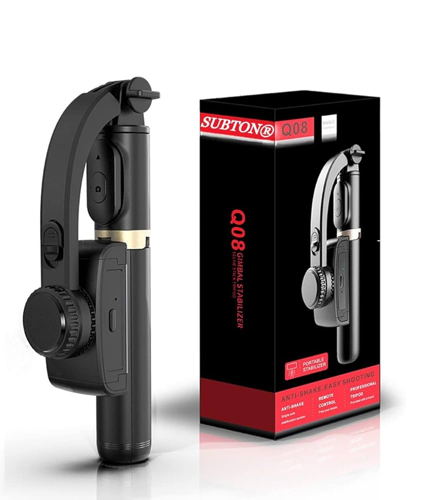 Subton 360° Single-Axis Auto-Balance Gimbal Stabilizer – Anti-Shake Mobile, Tripod + Selfie Stick, 1 kg Load