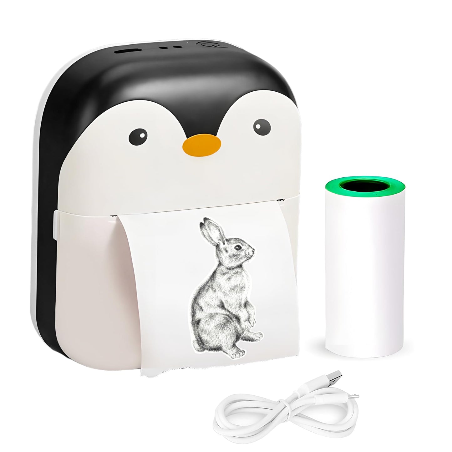 Mini Thermal Printer – Cute Penguin Design | Pocket Photo & Label Printer
